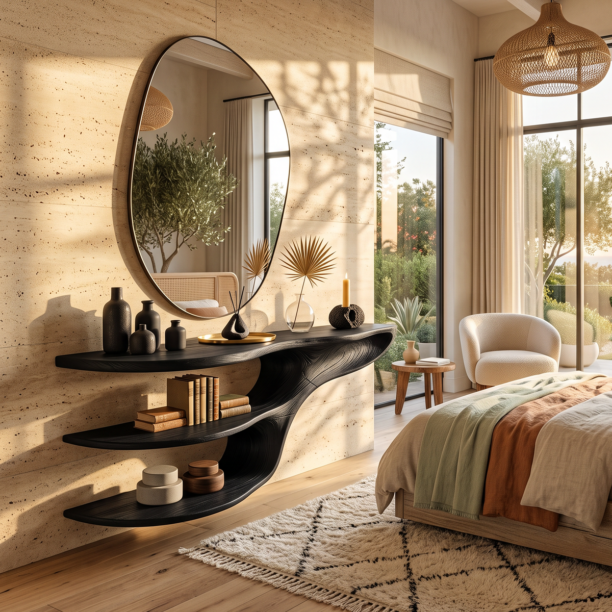 Rustic Solid Wood Vanity For Bedroom Makeup Organization