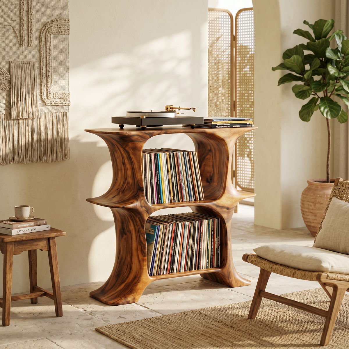 Rustic Record Stand Vintage Living Room Vibe