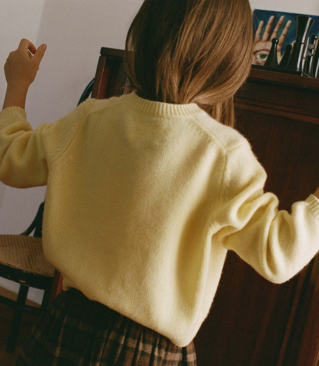 BABETTE CASHMERE CARDIGAN -- BUTTERCUP FLORAL EMBROIDERY
