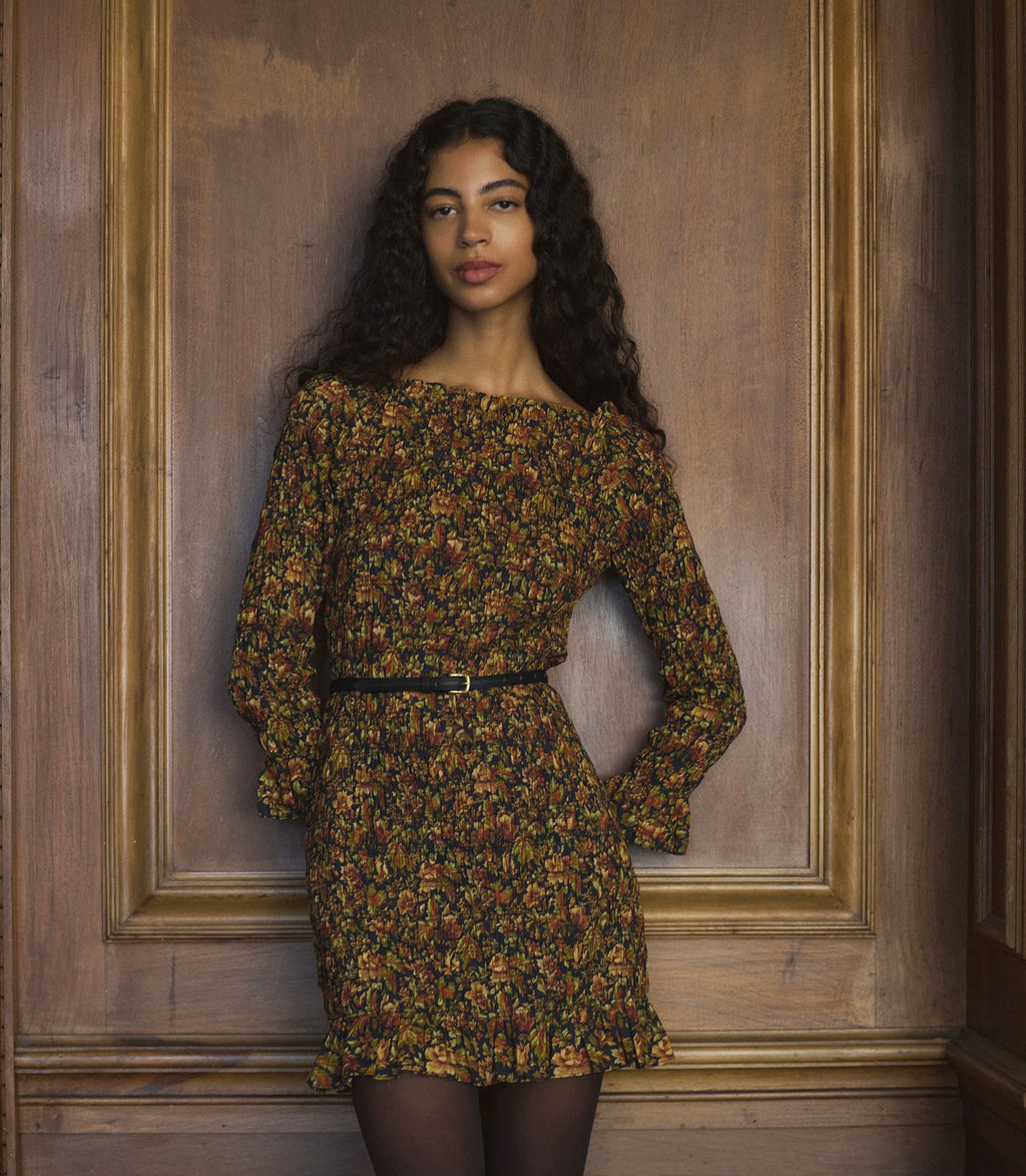 CECILLIA DRESS -- NOIR REVE DES JARDINS