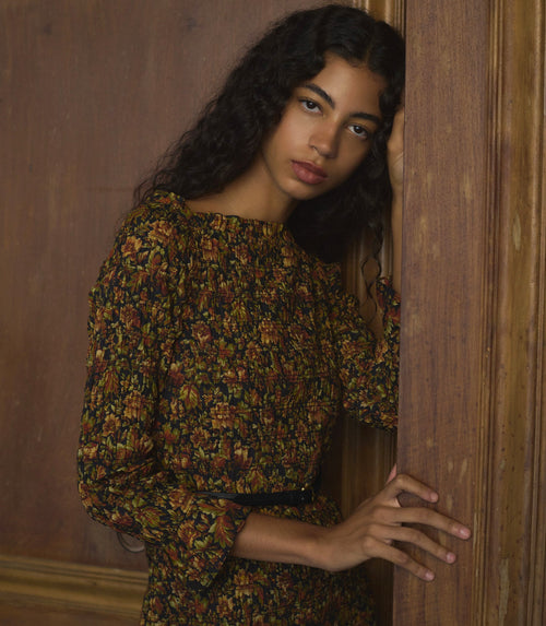 CECILLIA DRESS -- NOIR REVE DES JARDINS