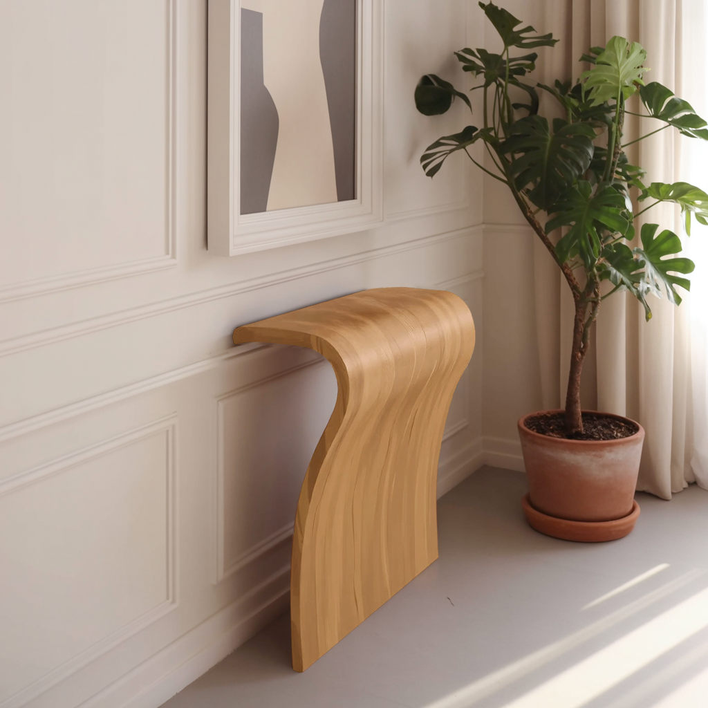 Modern Sculptural Curved Console Table For Entryway And Living Room