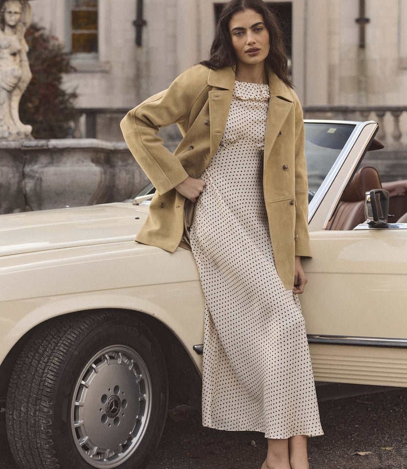 HUTTON SUEDE TRENCH -- BLONDE