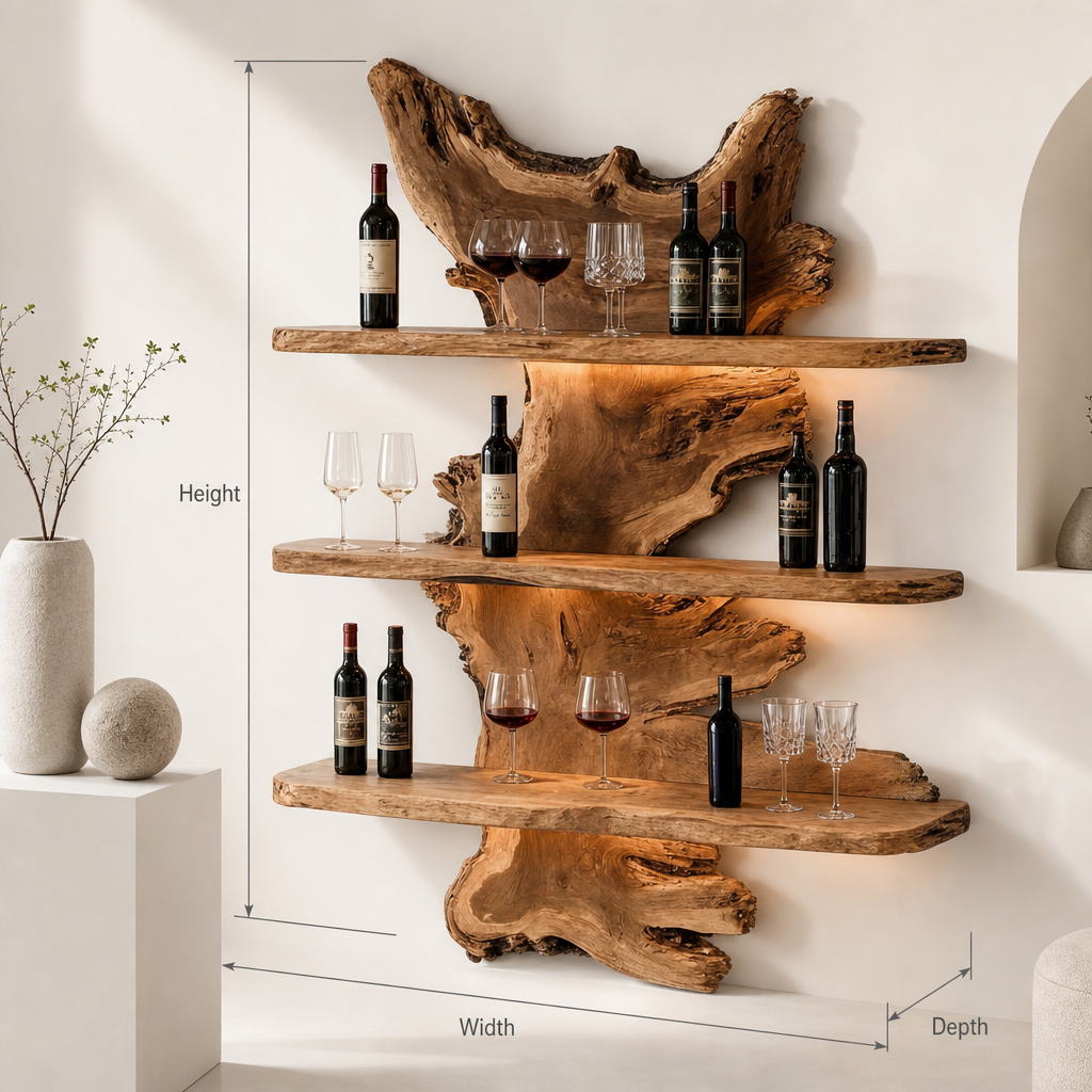 Live Edge Wood Bar Shelf