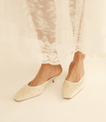 MALIN MULE -- EMBELLISHED EGGSHELL SATIN