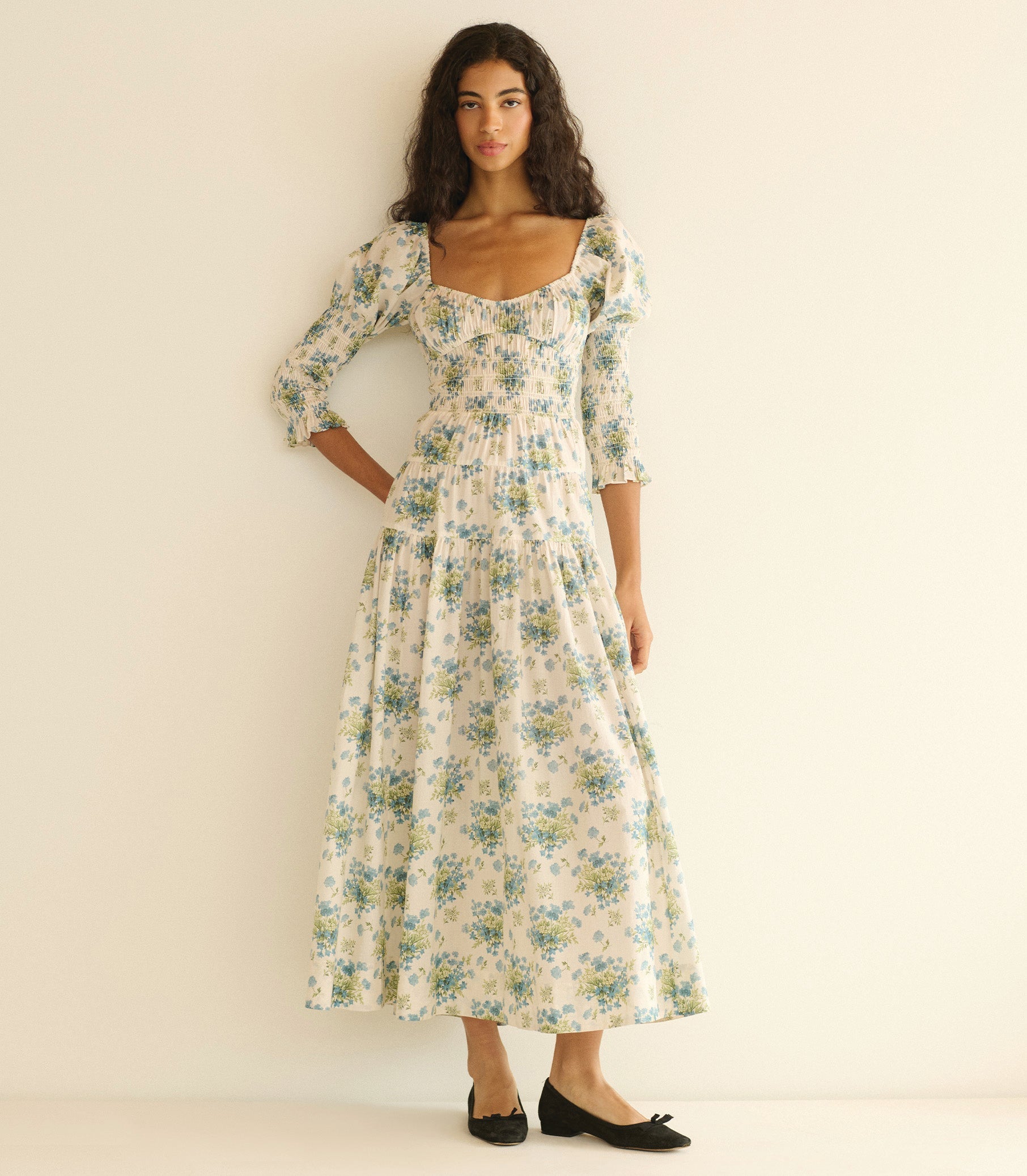 SERAPHINA DRESS -- CREME LANTANA FLORAL
