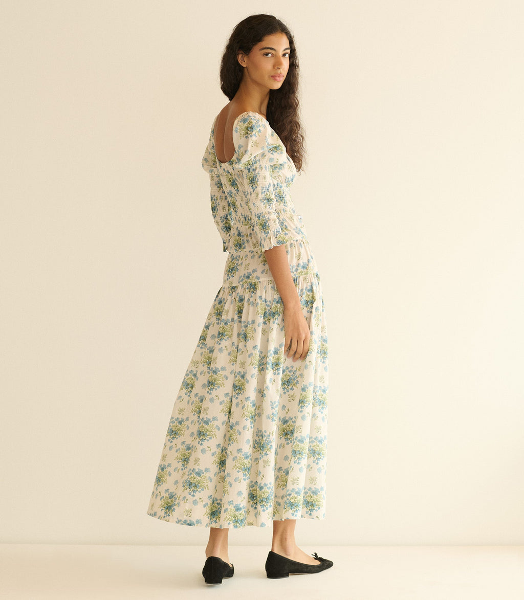 SERAPHINA DRESS -- CREME LANTANA FLORAL