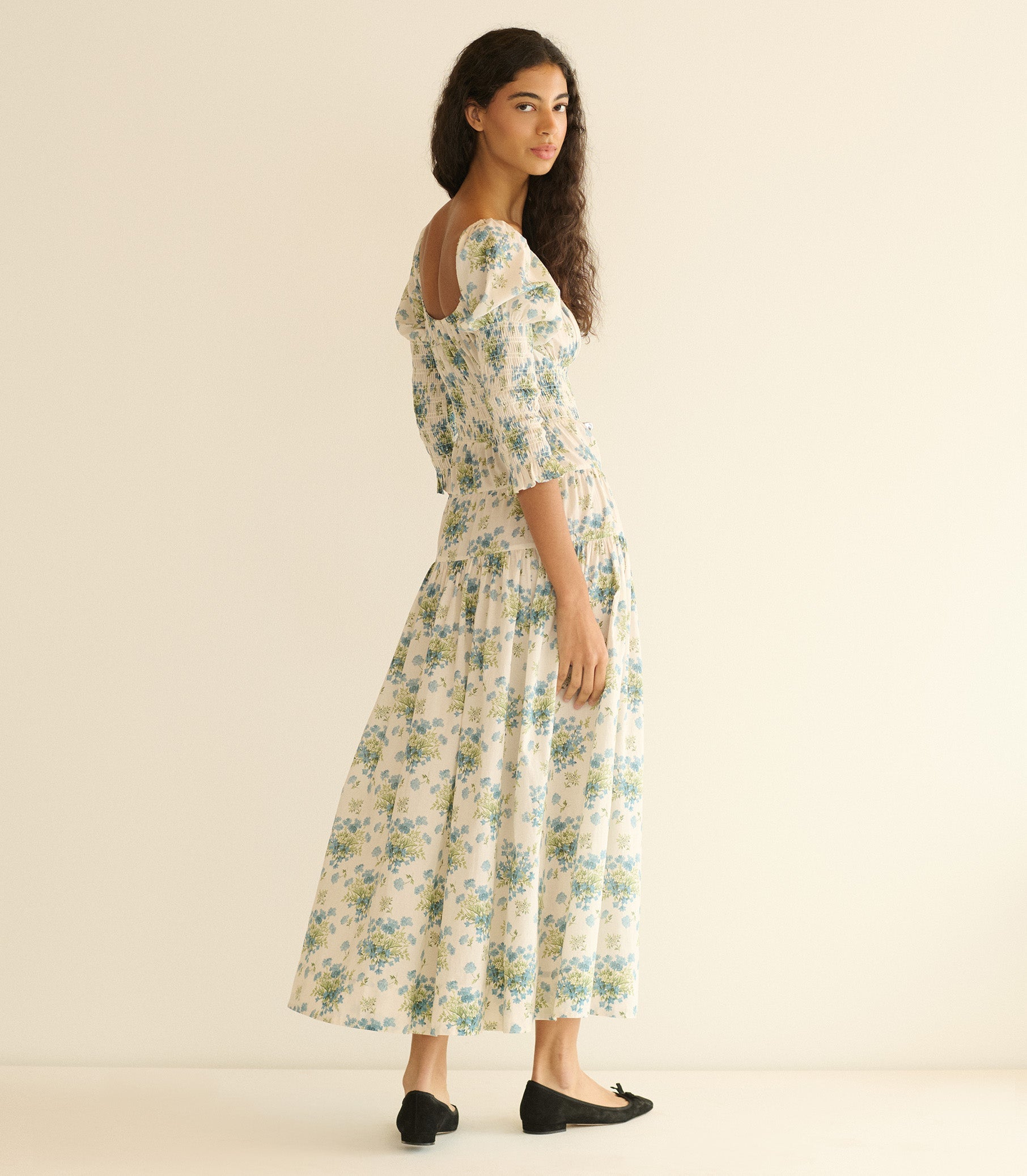 SERAPHINA DRESS -- CREME LANTANA FLORAL