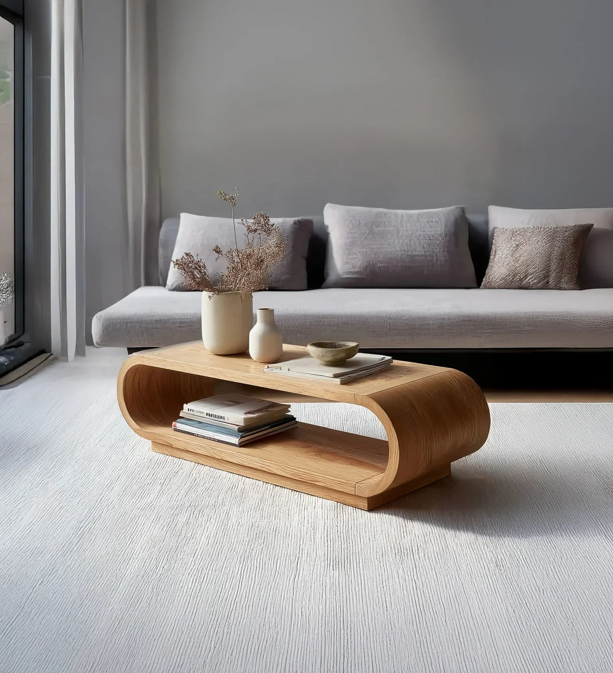 Modern Curved Wood Coffee Table