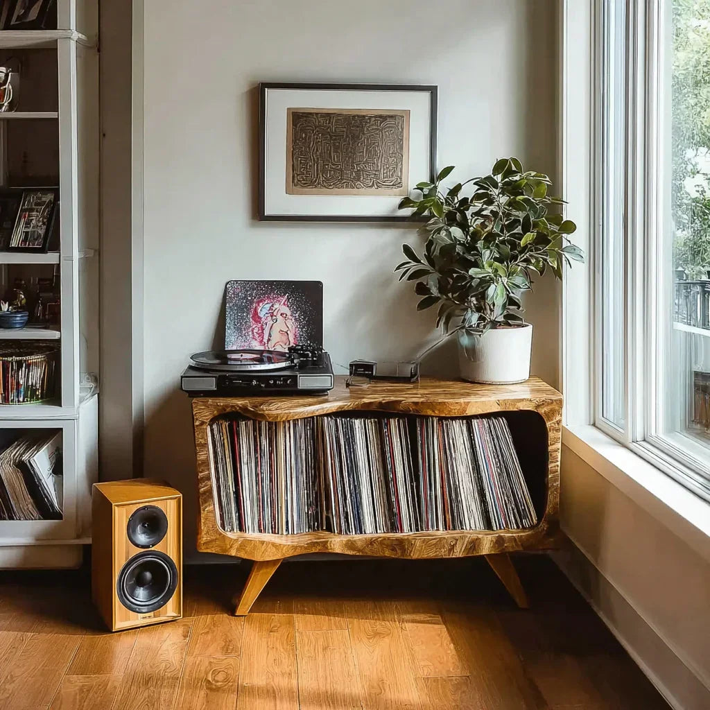 Handcrafted Wooden Record Player Stand