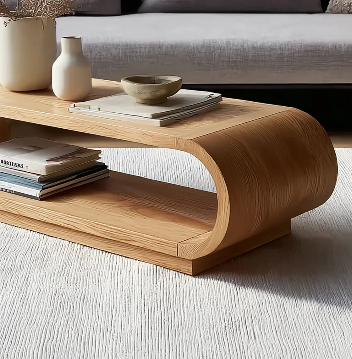 Modern Curved Wood Coffee Table