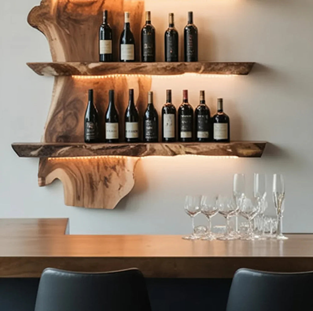 Handcrafted Live Edge Bar Shelf