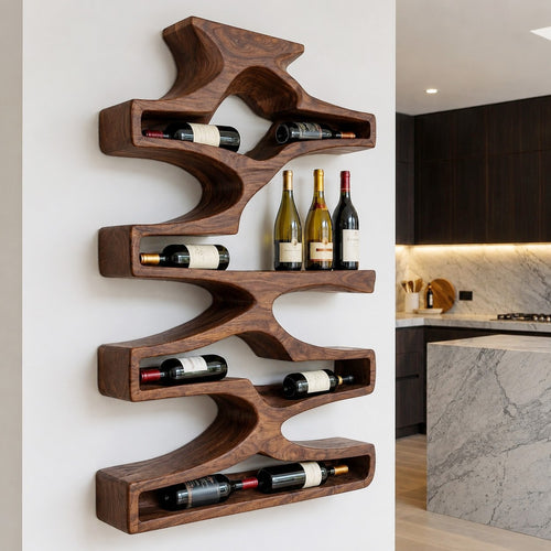 Contemporary Wall Wine Storage Natural Wood For Dining Room