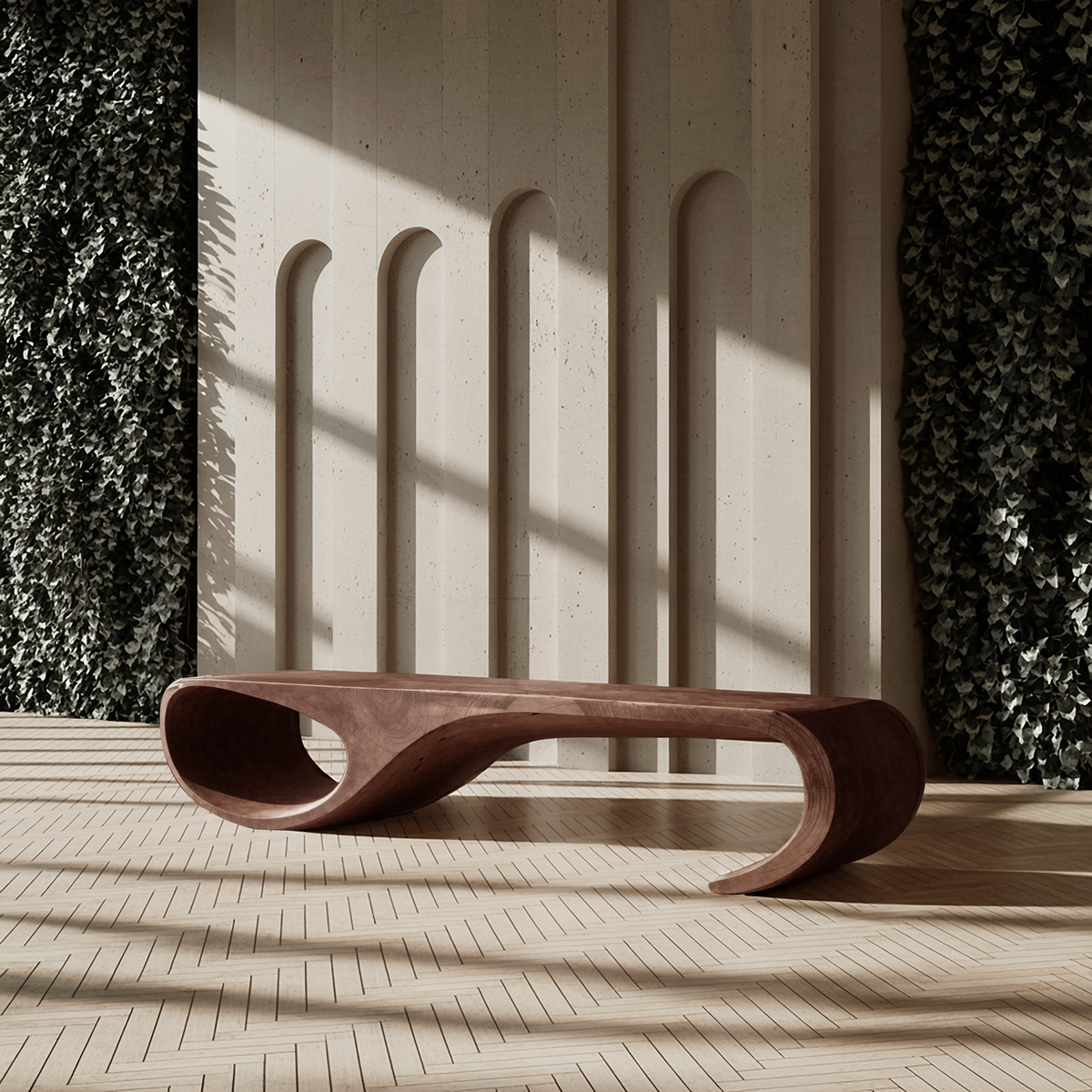 Modern Sculptural Bench For Entryway And Living Room Decor